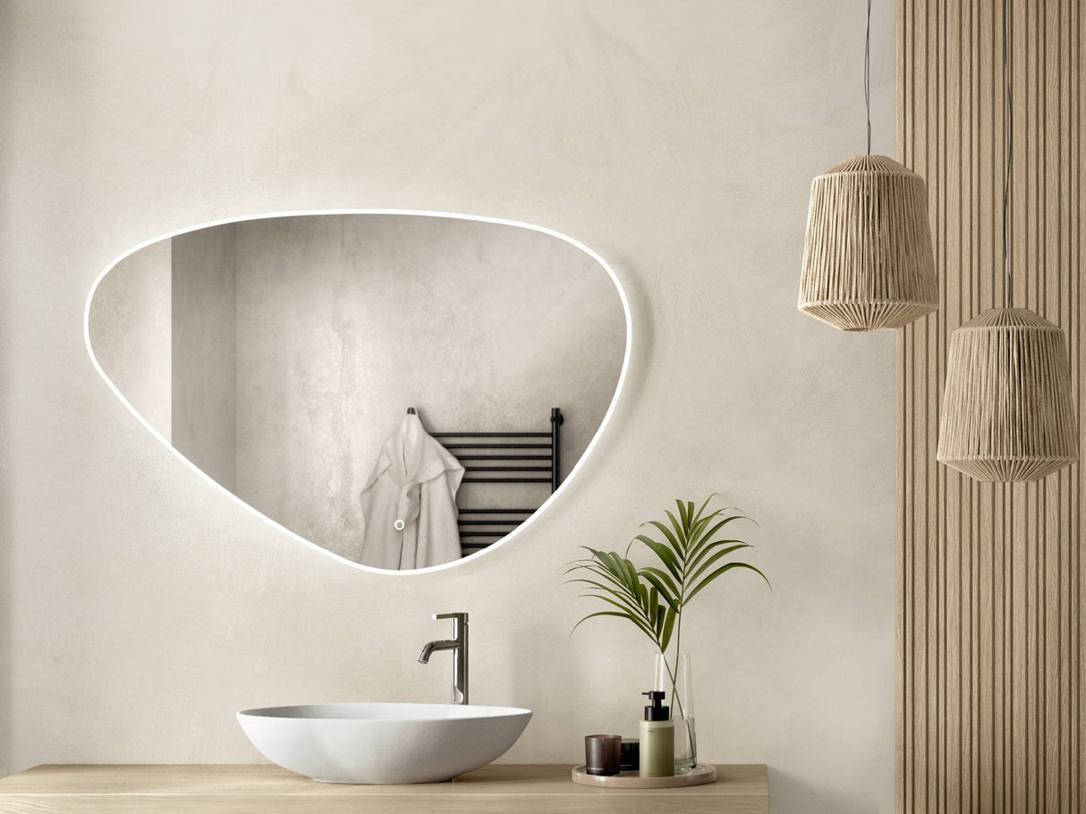 Miroir de surface "Vialli" d'environ 80 cm avec éclairage LED sur tout le pourtour et chauffage du miroir
