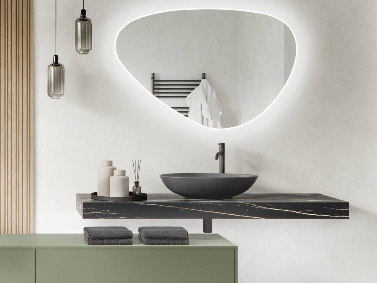 Miroir de surface "Vialli" d'environ 80 cm avec éclairage LED sur tout le pourtour et chauffage du miroir