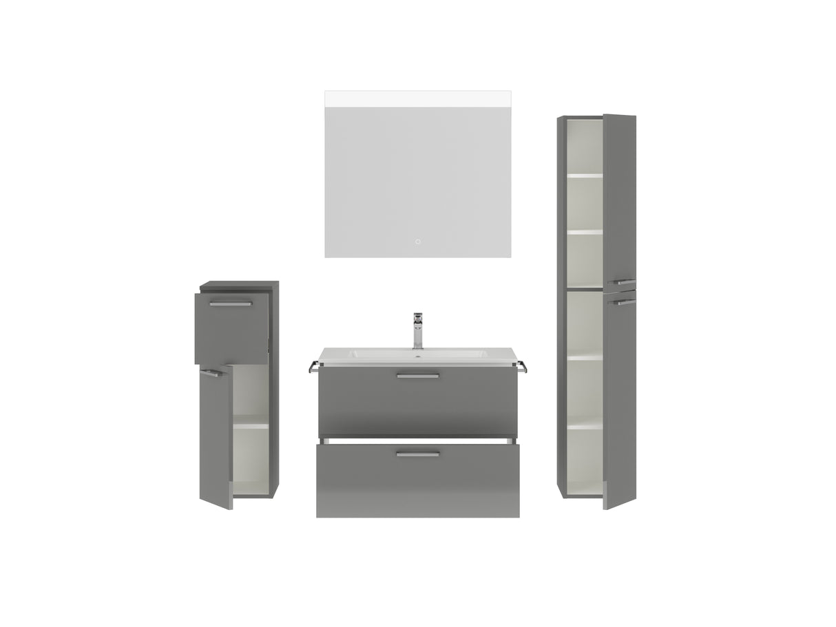 "Madrid" Badmöbel Set mit Flächenspiegel 80 cm
