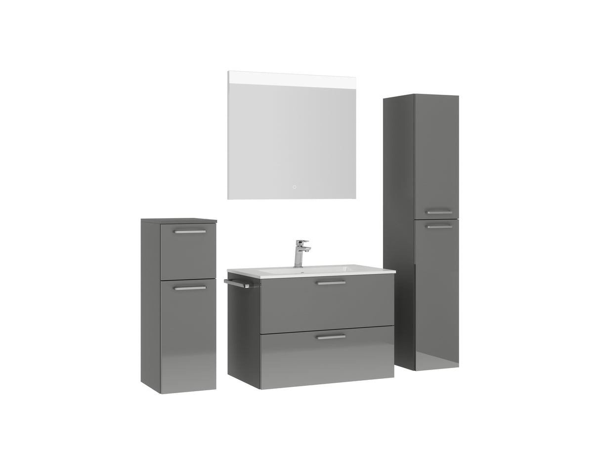 "Madrid" Badmöbel Set mit Flächenspiegel 80 cm