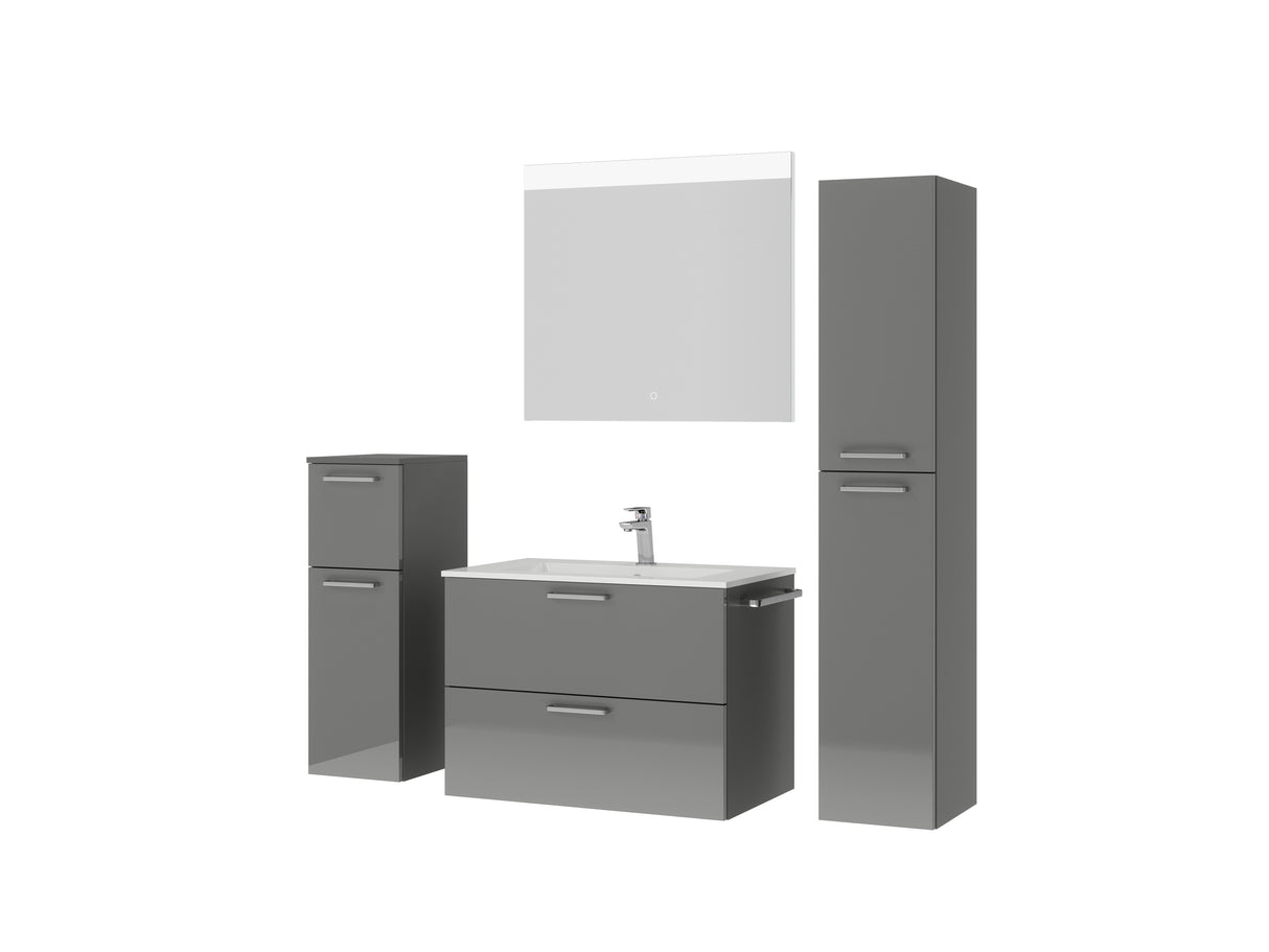 "Madrid" Badmöbel Set mit Flächenspiegel 80 cm