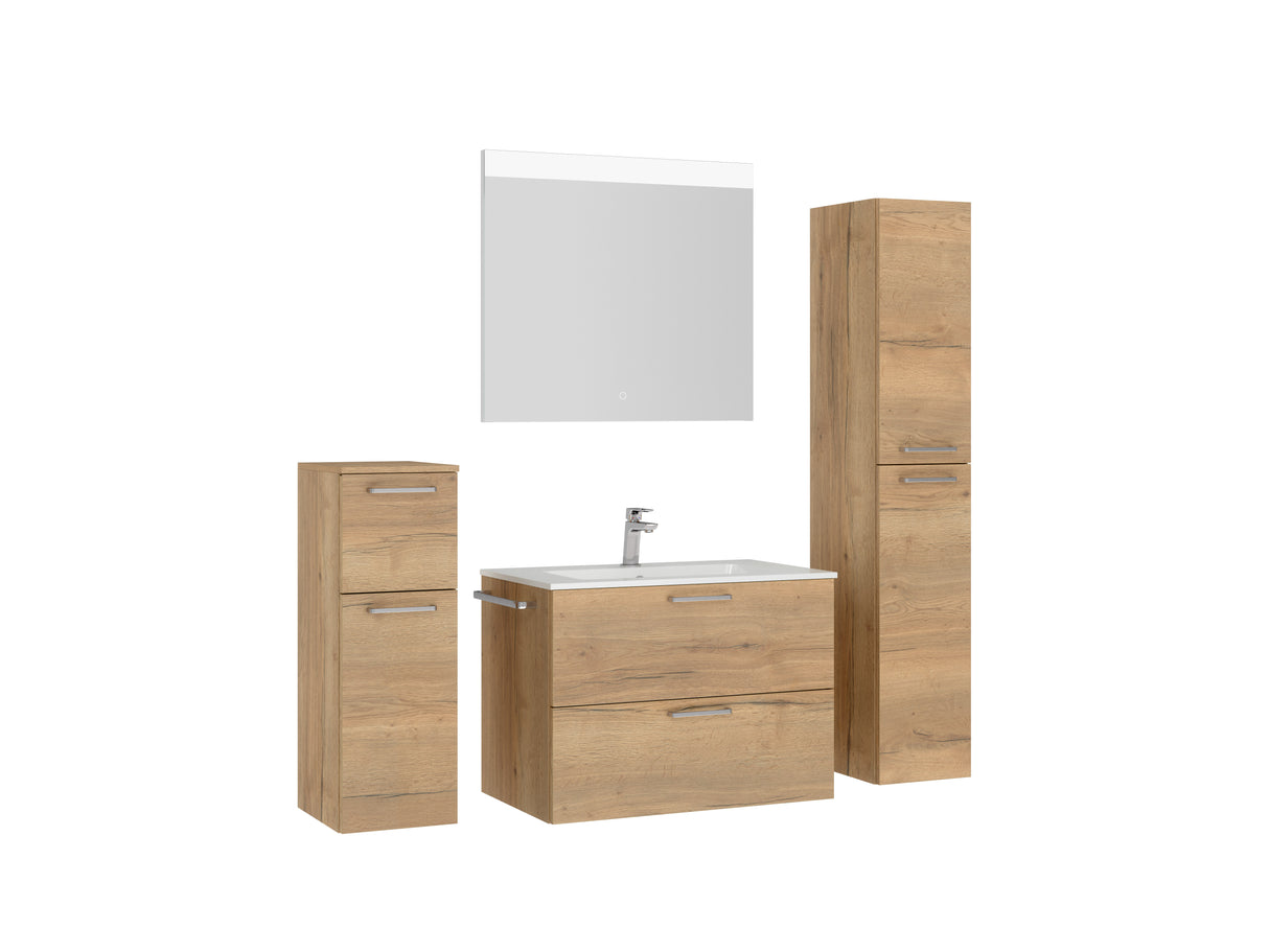 "Madrid" Badmöbel Set mit Flächenspiegel 80 cm
