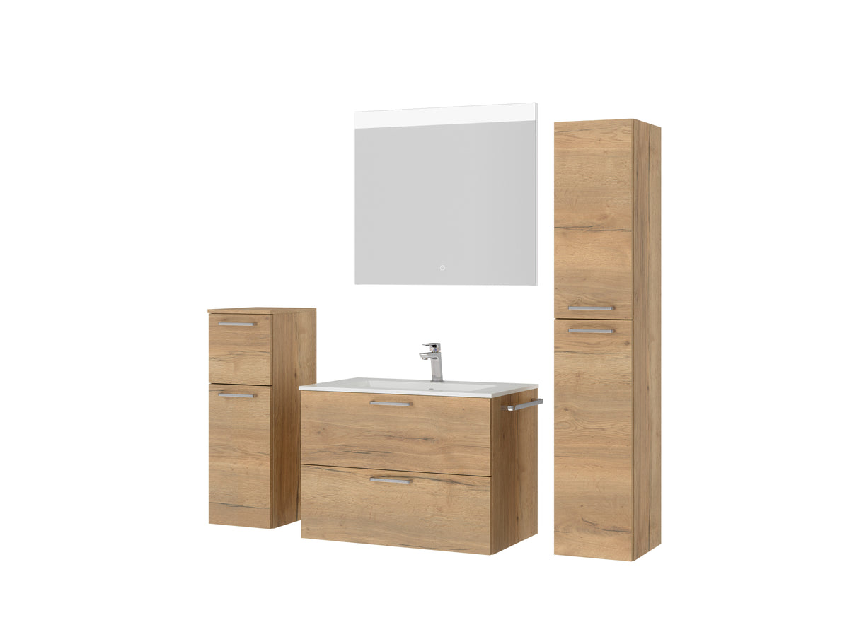"Madrid" Badmöbel Set mit Flächenspiegel 80 cm