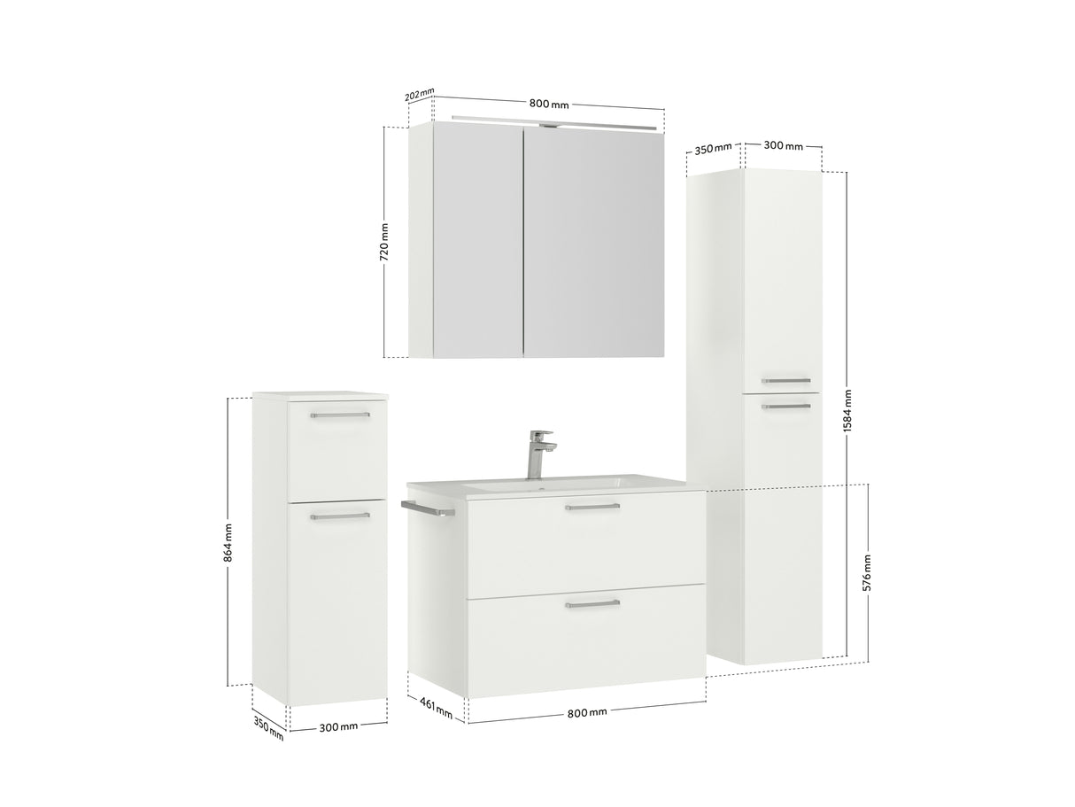 "Madrid" Waschtisch Set 80 cm