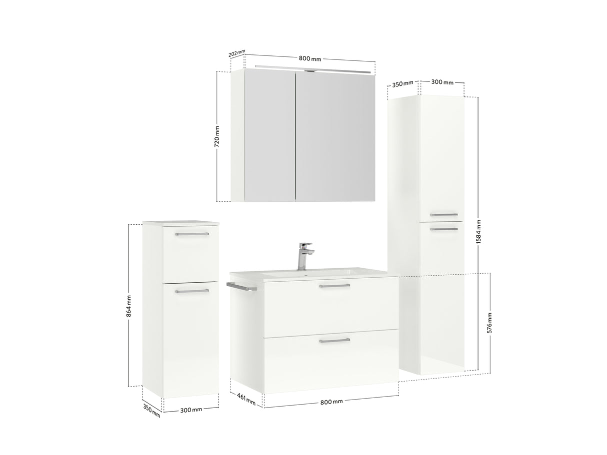 "Madrid" Waschtisch Set 80 cm