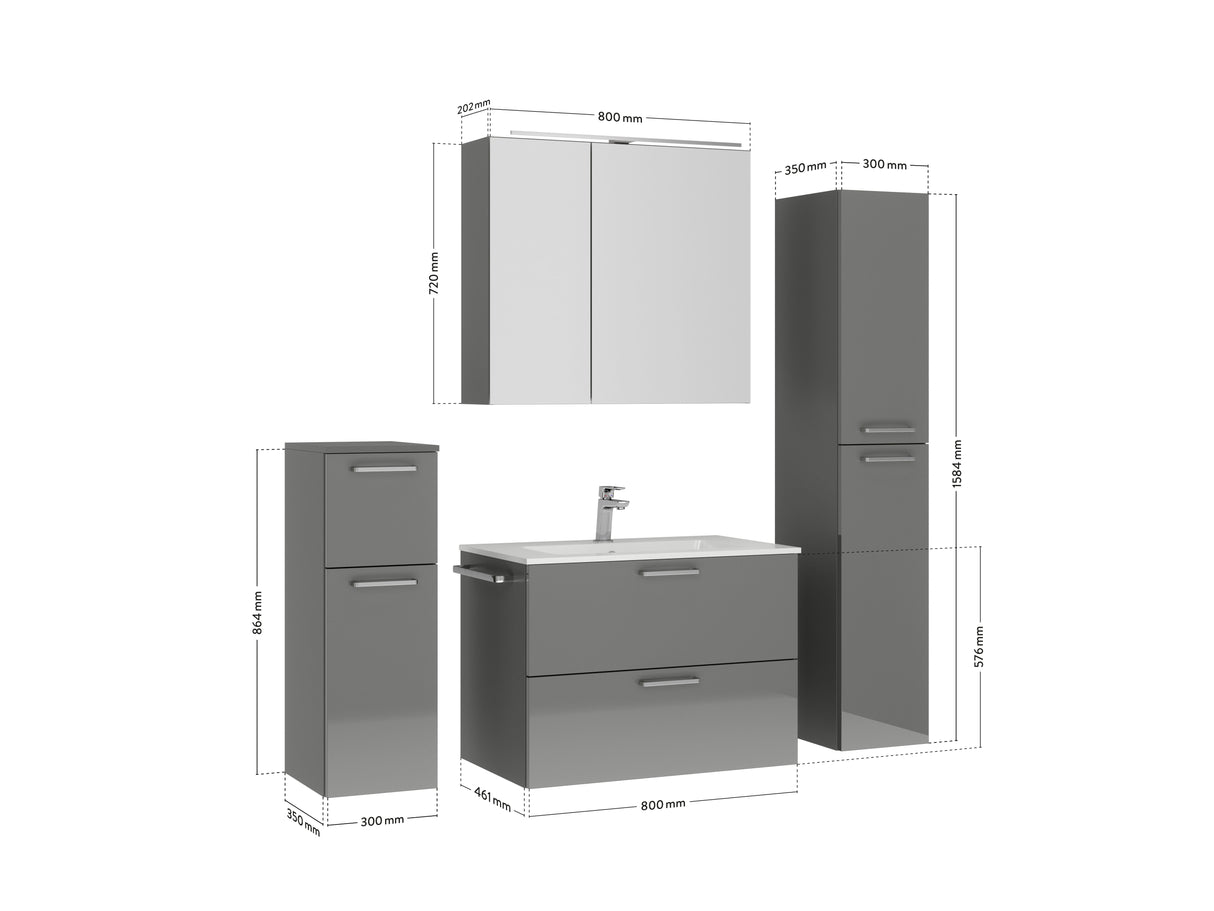 "Madrid" Waschtisch Set 80 cm