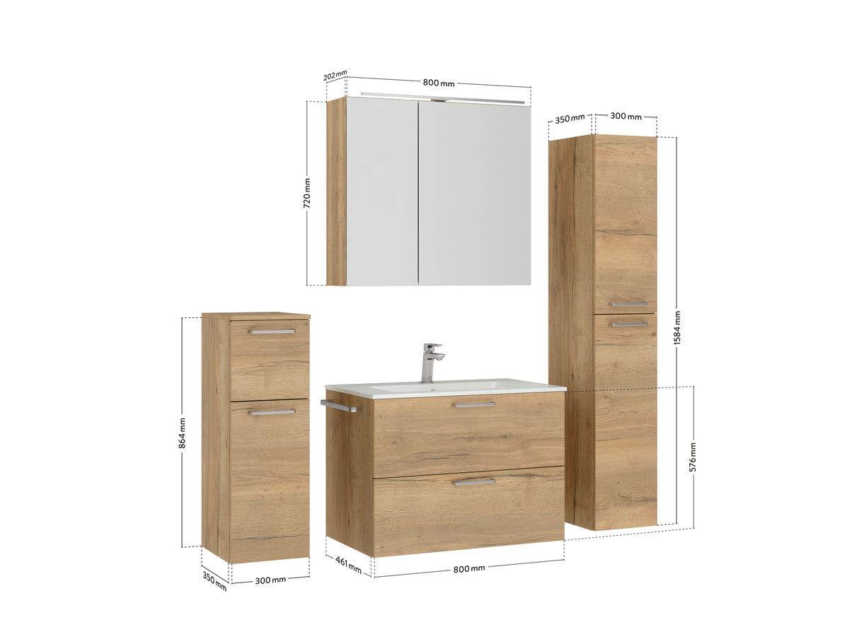 "Madrid" Waschtisch Set 80 cm