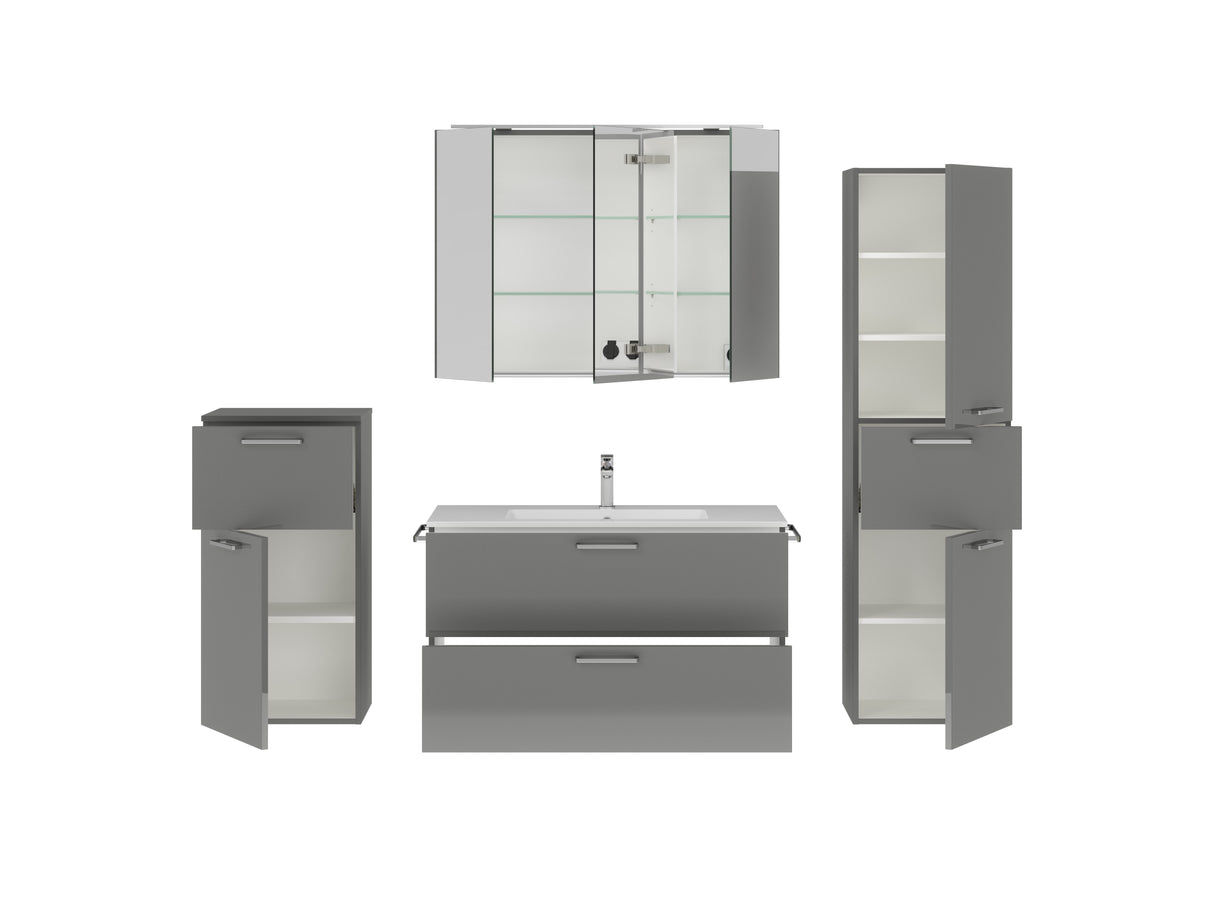 "Madrid" Badmöbel Set mit Spiegelschrank 100 cm
