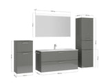 "Madrid" Badmöbel Set mit Flächenspiegel 120 cm