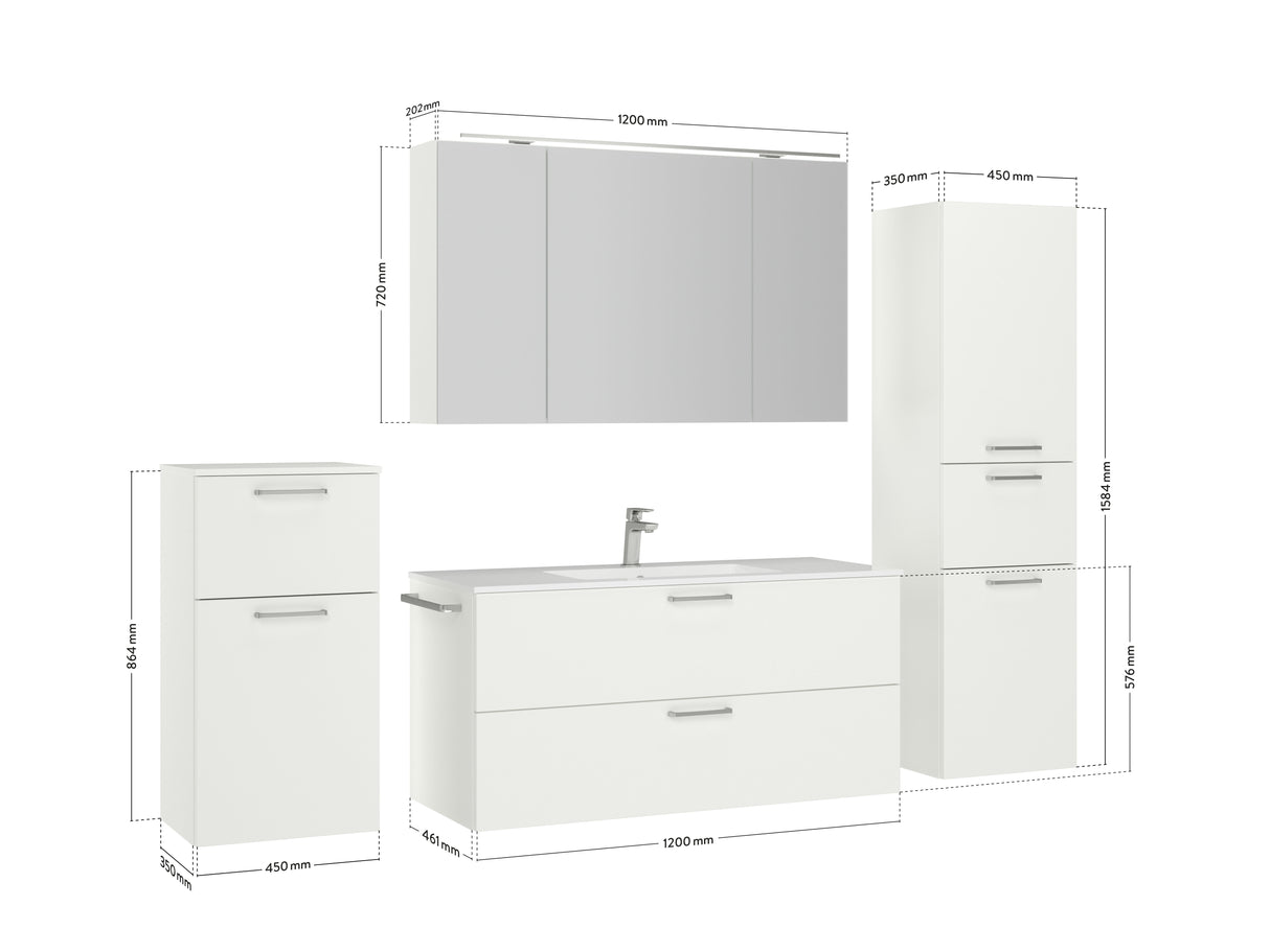 "Madrid" Waschtisch Set 120 cm