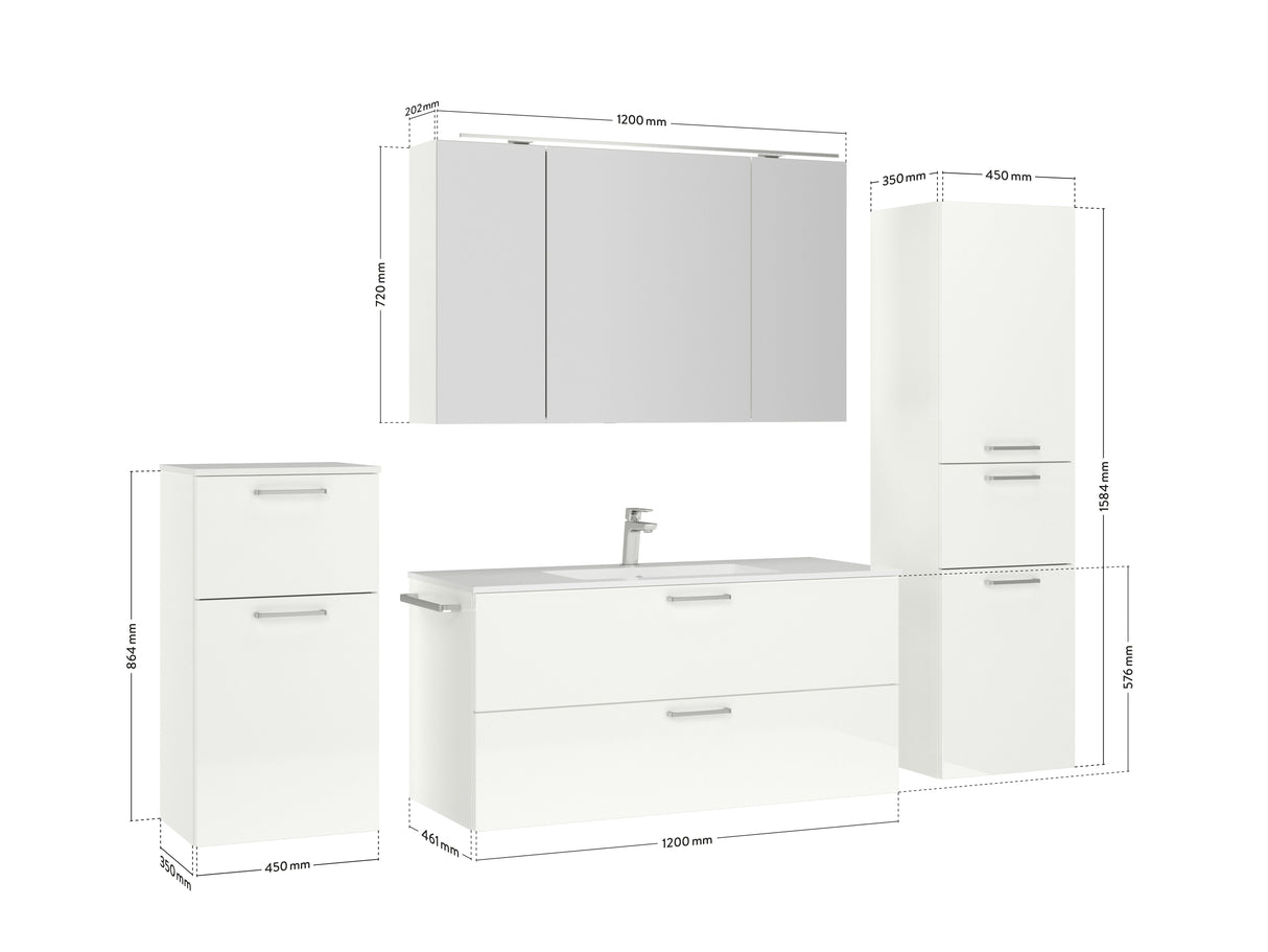 "Madrid" Waschtisch Set 120 cm