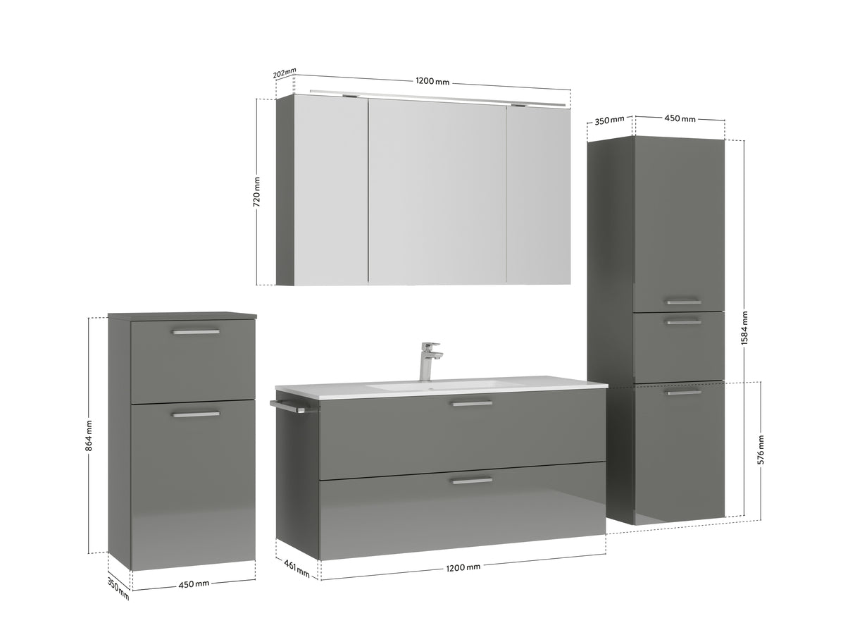 "Madrid" Waschtisch Set 120 cm
