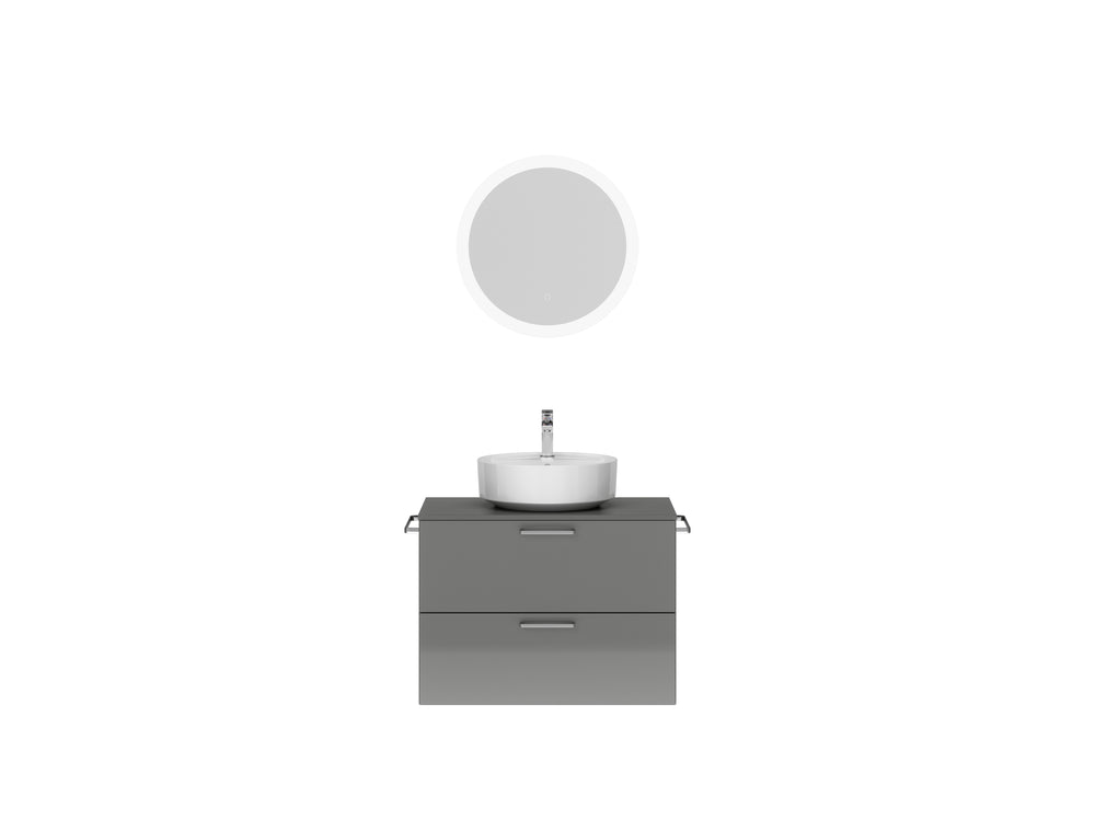 "Ronda" Badmöbel Set 80cm mit rundem LED-Spiegel