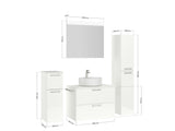 "Ronda" Badmöbel Set mit Flächenspiegel 80 cm