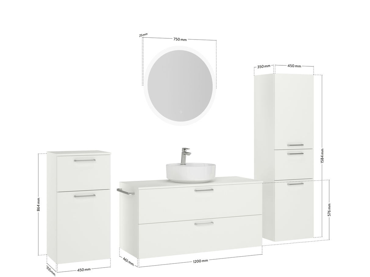 "Ronda" Einzel Waschtisch Set 120cm