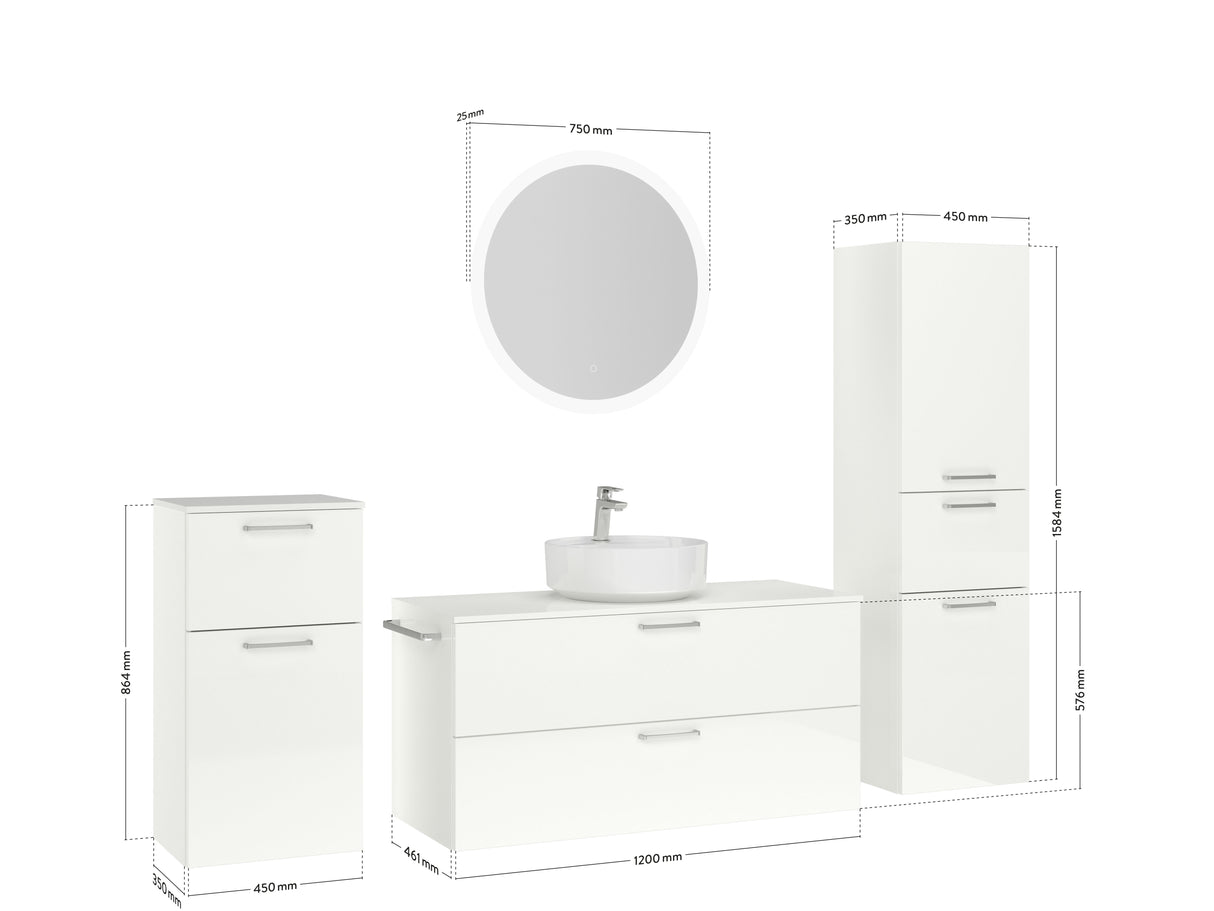 "Ronda" Einzel Waschtisch Set 120cm