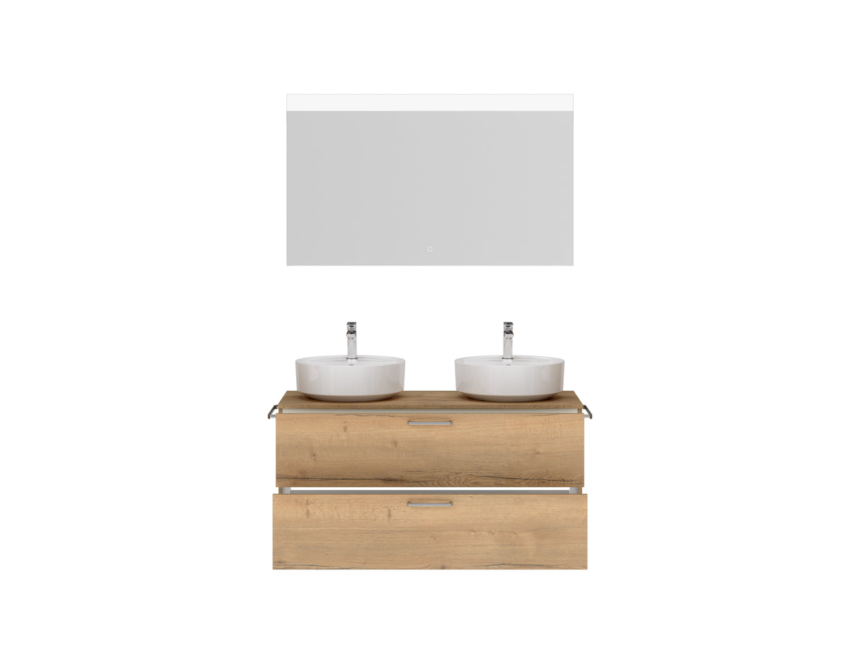 "Ronda" Badmöbel Doppel WT Set mit Flächenspiegel 120 cm