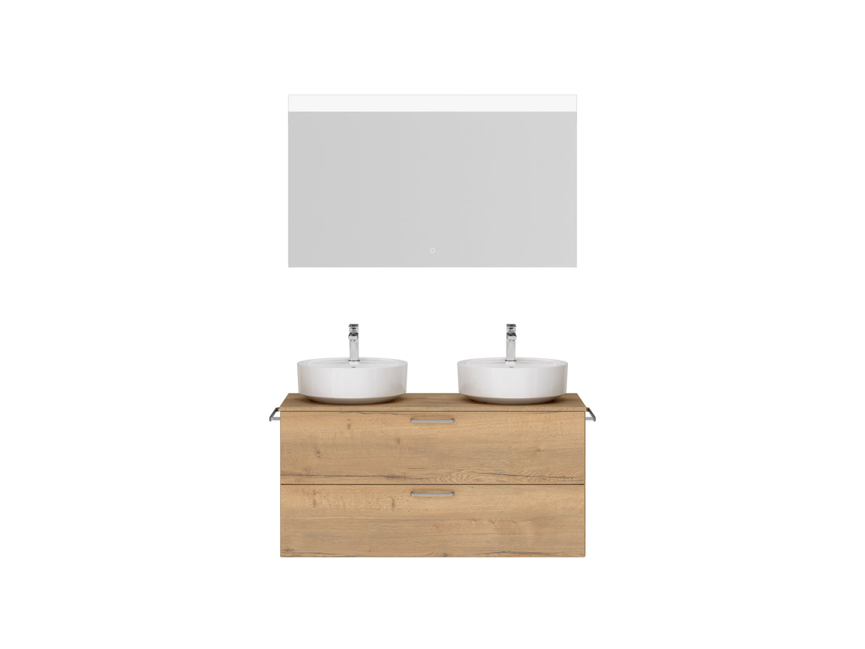 "Ronda" Badmöbel Doppel WT Set mit Flächenspiegel 120 cm