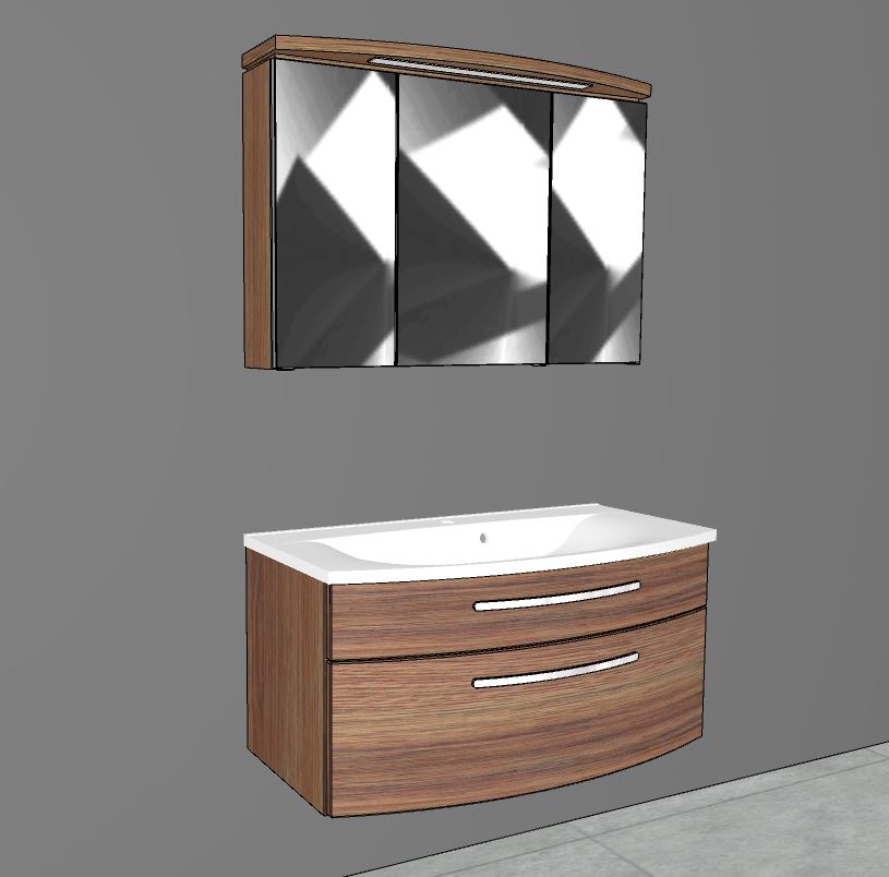 "Speed" bathroom blocks with mineral cast washbasin in several widths, colors and mirror cabinets