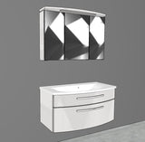 "Speed" bathroom blocks with mineral cast washbasin in several widths, colors and mirror cabinets