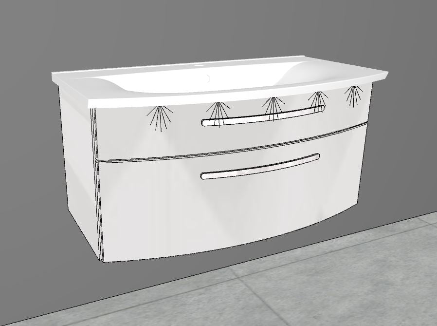 "Speed" Keramik Waschtisch weiss & WT-Unterschrank 60, 80, 100, 120 cm
