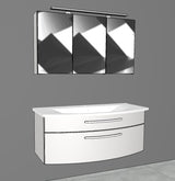 "Speed" Badblöcke mit KERAMIK-Waschtisch in mehreren Breiten und Spiegelschrank Serie C