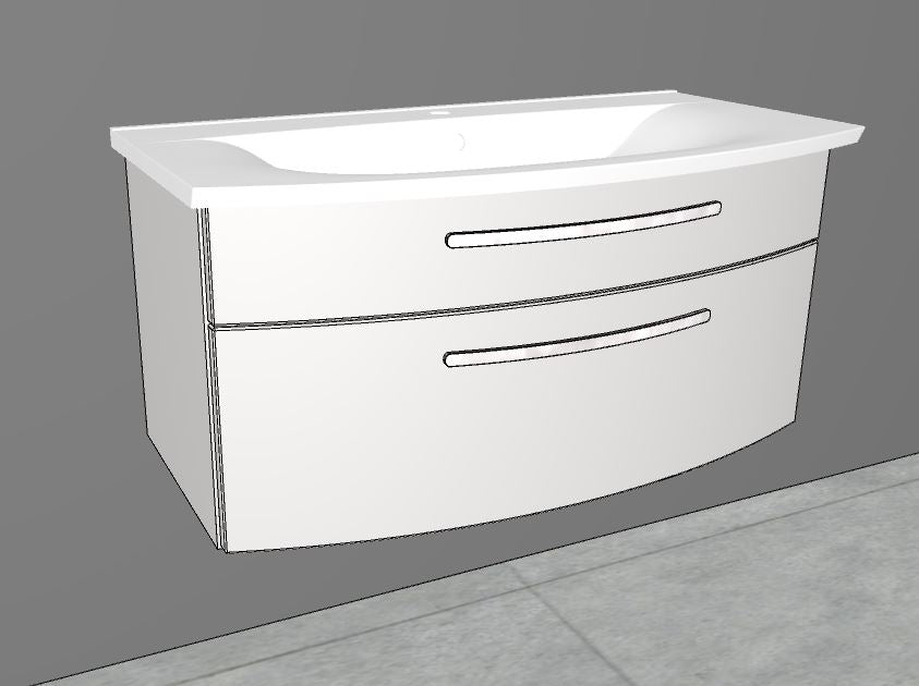 "Speed" Keramik Waschtisch weiss & WT-Unterschrank 60, 80, 100, 120 cm