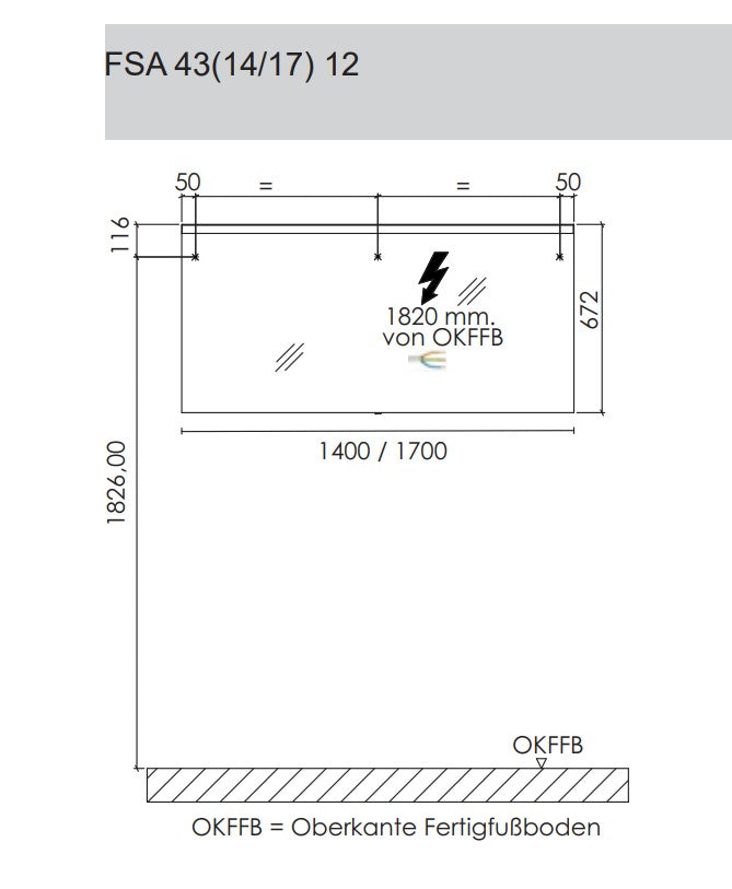 Flächenspiegel "Unique" mit LED-Beleuchtung (60, 70, 90, 100, 120, 140, 170cm)