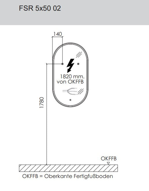 Flächenspiegel "Vialli" oval mit umlaufender LED-Beleuchtung und Spiegelheizung