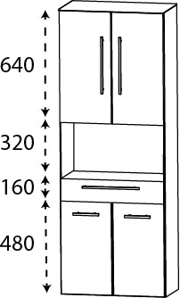 Hochschrank 60cm breit - puris Bad - HNA026001
