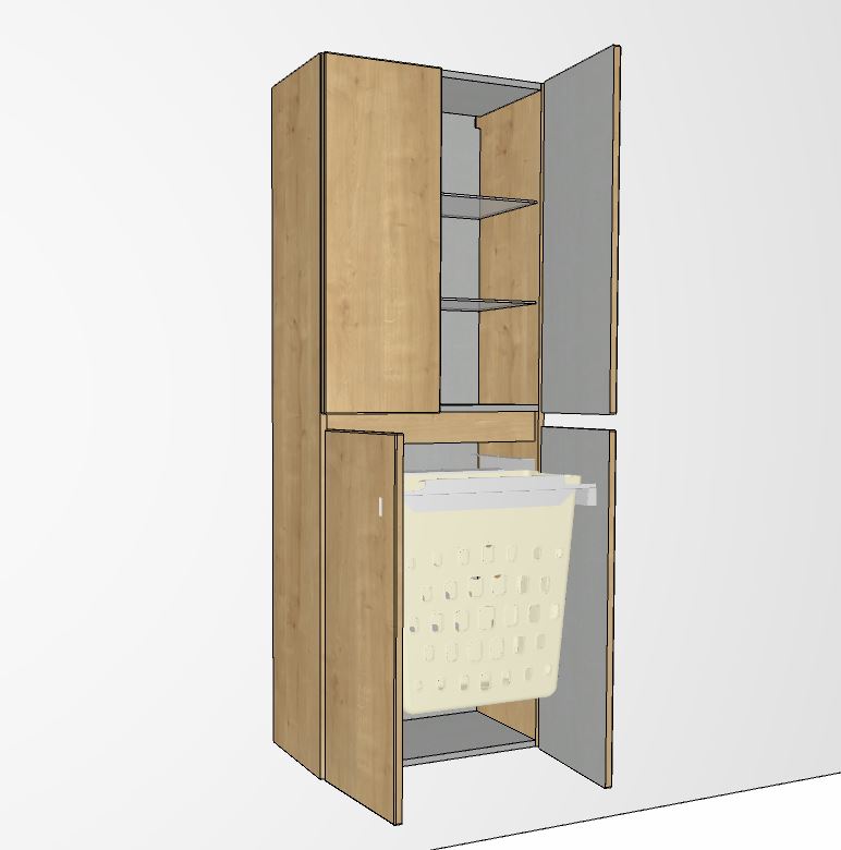 Hochschrank 60 cm breit mit Wäscheauszug HNA0362TW