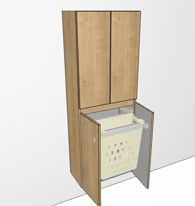 Hochschrank 60 cm breit mit Wäscheauszug HNA0362TW