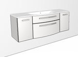 Mineralguss Waschtisch "Linea" in weiss & WT-Unterschrank 130cm