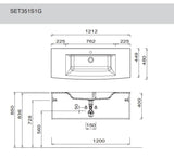 "Vora" set washbasin &amp; base cabinet evermite 120 cm