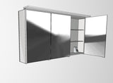 "New XP" Spiegelschrank Set (62cm, 92cm, 122cm breite) mit LED Aufbauleuchte in chrom matt