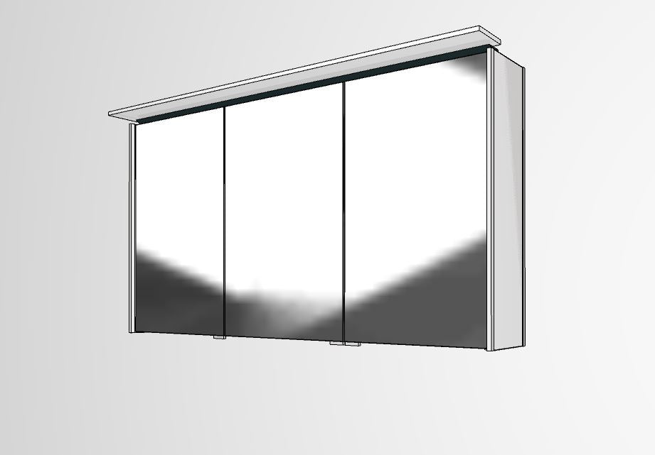 "New XP" Spiegelschrank Set (62cm, 92cm, 122cm breite) mit LED Aufbauleuchte in schwarz matt