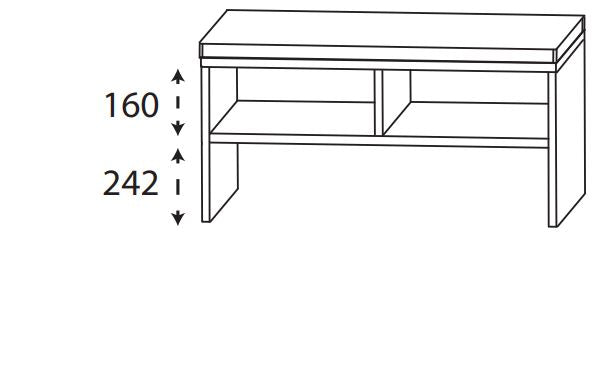 Sitzbank 90cm breit mit Sitzkissen in creme-weiß