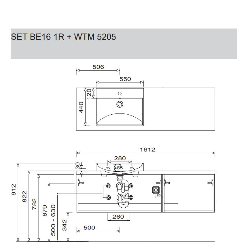 "b.essence" Set mit Aufsatz-WT und Waschtischunterschrank 160cm