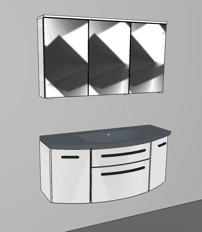 "Vuelta" bathroom block set D with mineral cast washbasin 120cm wide
