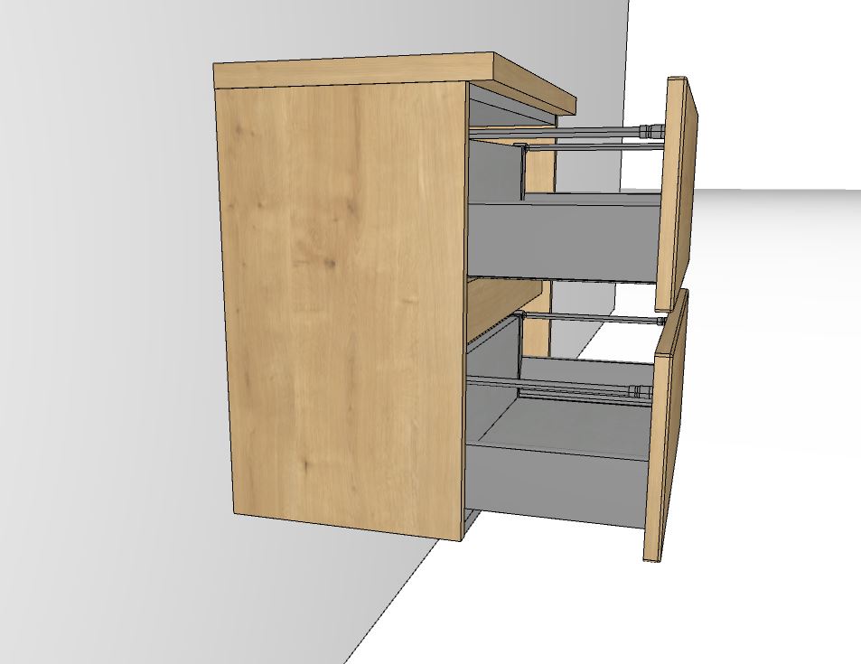 Unterschrank UNA4360TG mit 2 Auszügen 60 cm breit